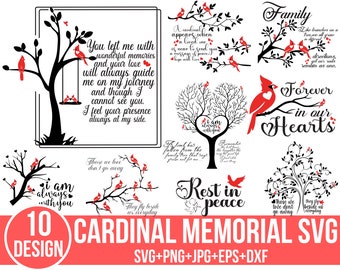 Cardinal Memorial SVG: Remembrance Quotes, Cricut Silhouette Cut Files (Digital Download)