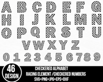Checkered Flag Racing Theme SVG Bundle - Alphabet, Numbers, Elements - Vinyl Decal Files