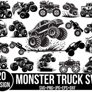 Monstertruck-Svg-bundle, LKW-Svg, Monster-Truck-Vektorgrafik, Monster-Truck-Shirt, Auto-Svg, Off-Road-Svg, Schnittdatei für Cricut, Silhouette