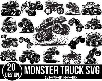 Monster Truck Svg-bundel, Truck Svg, Monster Truck Vector, monstertruck shirt, auto svg, Off Road Svg, gesneden bestanden voor Cricut, silhouet