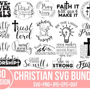 Christliches SVG-Bundle, Glaube SVG, Bibel-Vers-Svg, Religiöses dafür, Gesegnetes-Svg, Schrift-Svg, Gott-Svg, Schnittdateien für Cricut, Silhouette