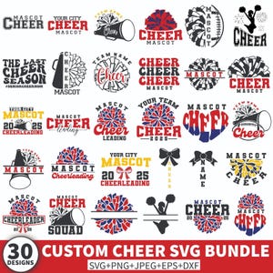 Logotipos de torcida personalizados em SVG e PNG para camisas de times personalizadas e pompons de líderes de torcida.