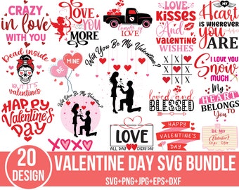 Valentine SVG Bundle: Heart Designs for Cricut, Silhouette (Digital Files)
