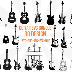 Gitaar SVG / gitaar clipart / muziek SVG / silhouet / cut bestand sticker stencil vinyl / cricut bestand Graveerbaar bestand