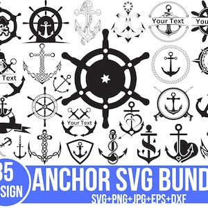 Anker-Svg-Bundle, Nautik-Svg, Split-Ankerseil-Svg, Segeln-Svg, Kreuzfahrt-Svg, Nautische Clipart, Boot-Anker-Svg, Schnittdateien für Cricut