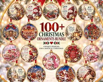 Christmas Ornament PNG Bundle: 100 Santa & Holiday Sublimation Designs (Digital Download)