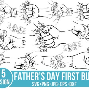 Paquete de SVG del primer golpe del Día del Padre, golpe de puño de niño, golpe de puño de mamá, SVG con nombre de niño personalizado, SVG del Día del Padre, archivo de corte para Cricut, Silhouette