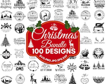 Christmas SVG Bundle: 100 Holiday Designs for Cricut (Instant Download)