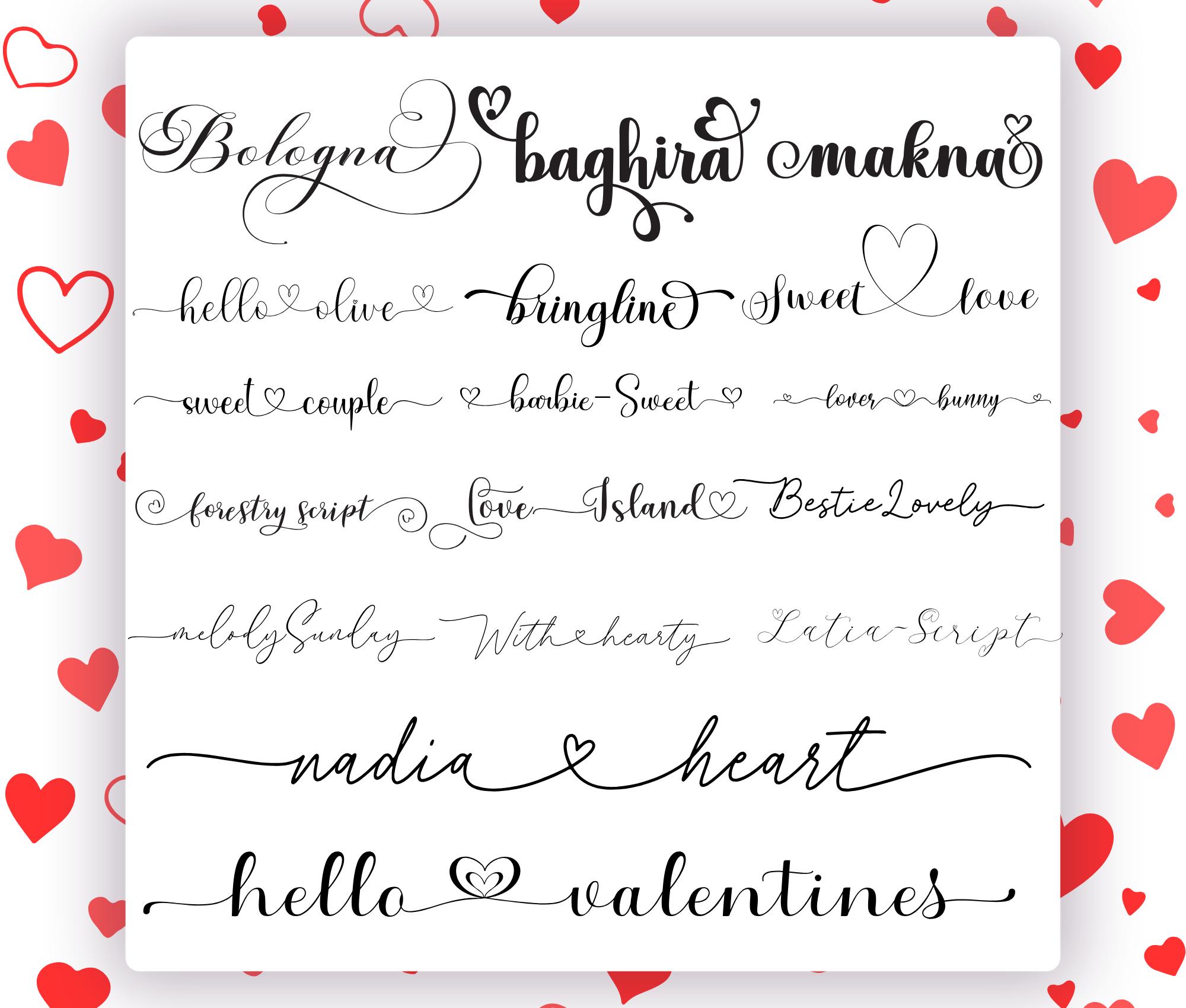 Valentine Love Heart Fonts Bundle | Romantic Typography Set - Etsy