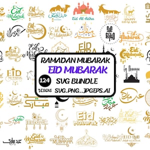 Mega Eid und Ramadan SVG Bundle: Eid Mubarak Islamische Kalligraphie für Dekor, Geschenke, Cricut & Sublimation -Eid ul Fitr /Eid ul-Adha Png