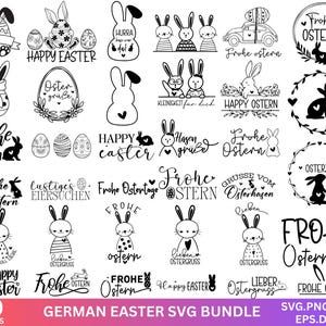 Oster-Plotterdatei-Bundle - Oster Designs für Cricut und Silhouette - Ostern Schriftzug Digistamp - Frohe Ostern