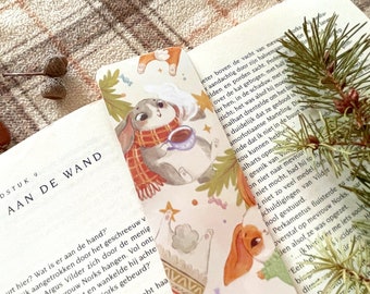 Cozy Bunny Bookmark, Glossy Illustrated Bookmark for Animal Lovers