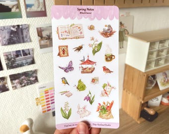 Spring Notes - Sticker sheet, nature-inspired for Bullet journal and Scrapbooking