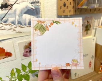 Sleepy Bunny Notepad, 30 Sheets, Hardback, Square Stationery