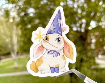 Magic Bunny - Glossy Vinyl Sticker, Wizard Animal Laptop Decal