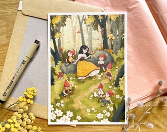 Snow White Forest Print, Whimsical Fairytale Children's Room Decor (A5)