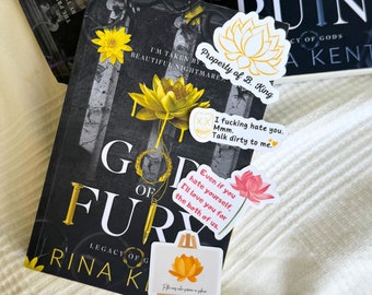 God of Fury sticker set, Legacy of Gods by Rina Kent inspired book sticker, Nikolai Sokolov, Lotus flower, Kindle stickers LICENSED