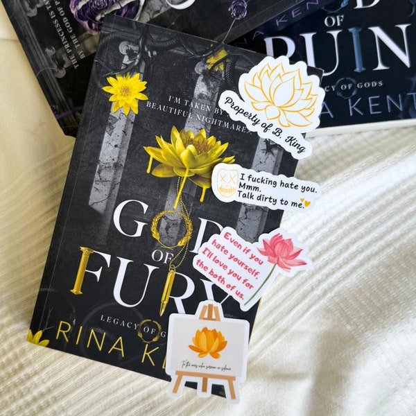 God of Fury sticker set, Legacy of Gods by Rina Kent inspired book sticker, Nikolai Sokolov, Lotus flower, Kindle stickers LICENSED