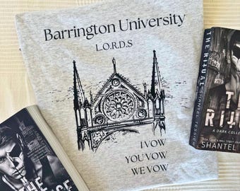 Barrington University Shirt, Based on the L.O.R.D.S series, The Ritual t-shirt, Officially Licensed by Shantel Tessier