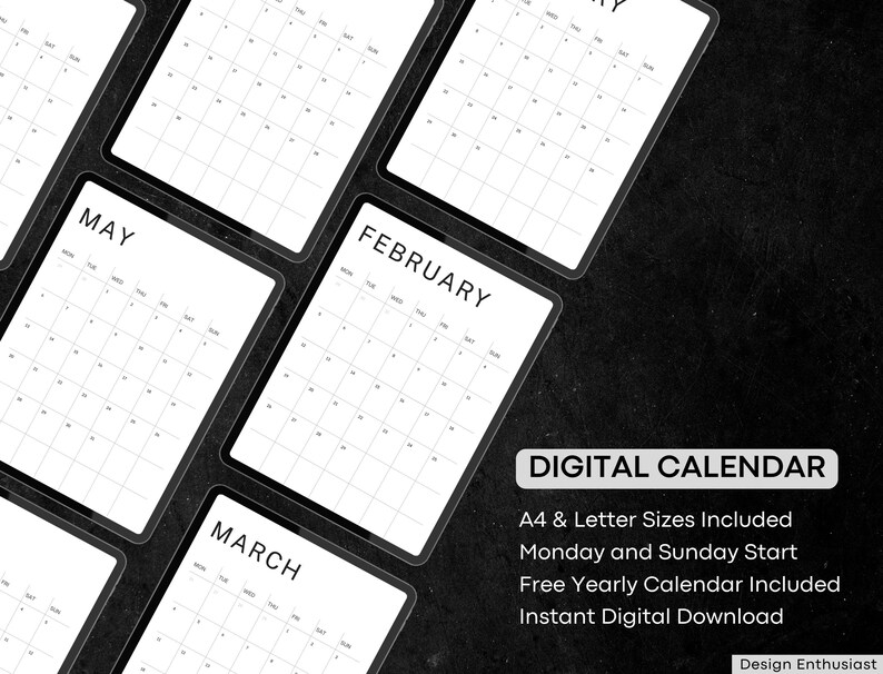 Vertical Calendar 2024 Monthly Calendar Printable Monthly Planner