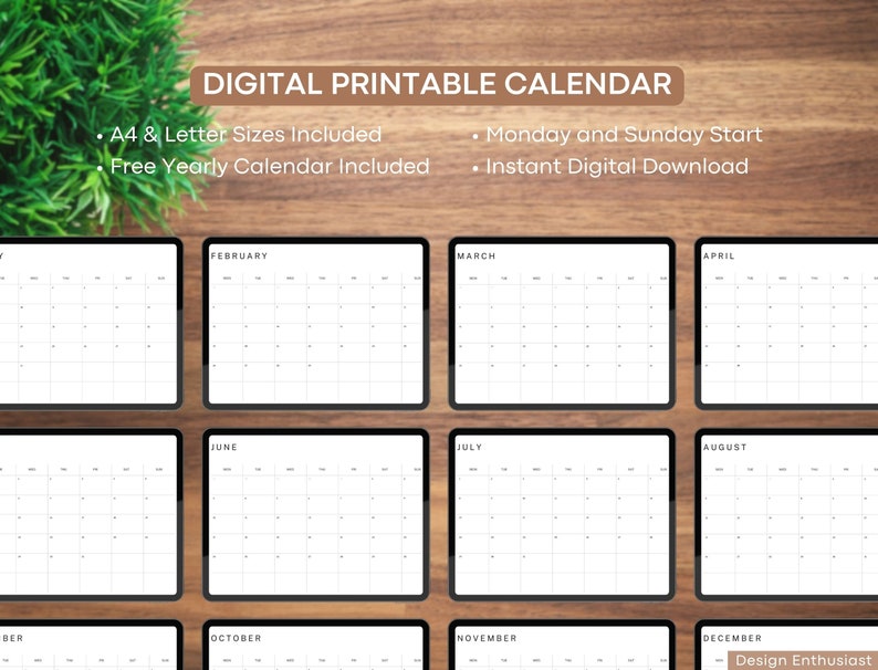 Calendario 2024 Minimalista Digitale Goodnotes Planner 2024 Orizzontale