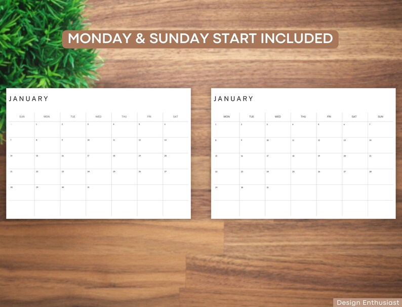Calendario 2024 Minimalista Digitale Goodnotes Planner 2024 Orizzontale