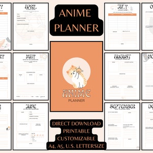 Anime Planner Printable, Anime Manga Journal Adult, Movie Planner, Cute ...