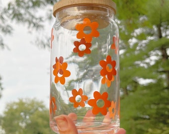 Flower Glass // Coffee Tumbler // Glass Can Cup // Beer Can Cup