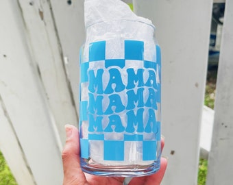 Taza de lata de vidrio MAMA // Vaso de café // Taza de vidrio // Taza de lata de cerveza