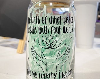 INNER PEACE Glass // Coffee Tumbler // Glass Can Cup // Beer Can Cup