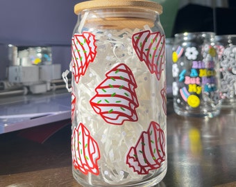 TORTAS DE NAVIDAD Taza de vidrio // Vaso de café // Taza de lata de vidrio // Taza de lata de cerveza