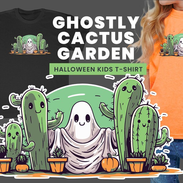 Ghostly Cactus Garden Halloween Kids Tee