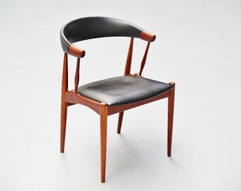 Chic Wood and Leather Chairs, Mid Century Style, Set of 2 Dining Room Seats, Sophisticated Wedding Gift.