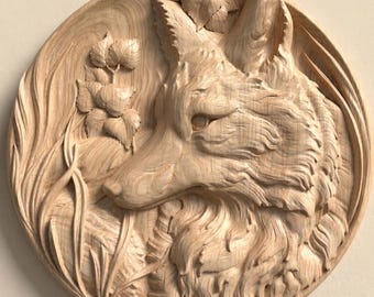 Wolf Relief STL for CNC Router, Rustic Cabin Wall Art, Wood Carving Decor