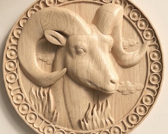 Ram Head Relief STL Model for CNC Router, Rustic Wildlife Wall Art & 3D Print