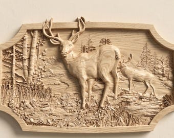 Boshertenkudde STL-reliëfontwerp voor CNC-gravure of 3D-geprinte muurkunst
