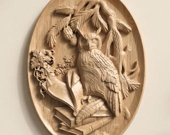 Owl Forest Relief STL File for CNC Router & 3D Print Woodland Wall Art