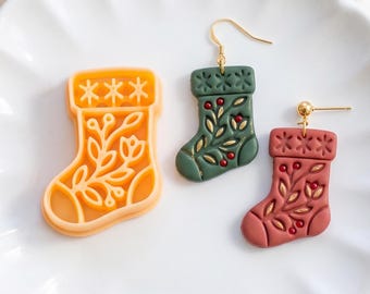 Nordic Folk Christmas Stocking Clay Cutter for Earrings & Pendants