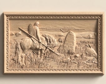 Medieval Cavalry Warrior Relief STL File for CNC Router Wood Wall Art