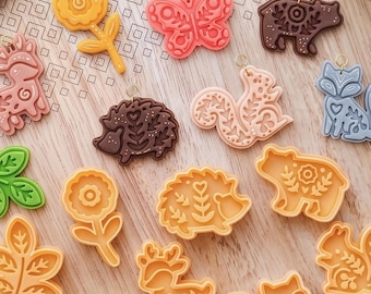 Woodland Animal Polymer Clay Cutter Set, Folk Imprint for Earrings & Charms