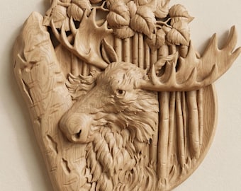 Moose Head Relief STL for CNC Router & 3D Print Rustic Cabin Wall Art