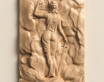 Warrior Woman STL Relief, Classical Sculpture CNC Carving File