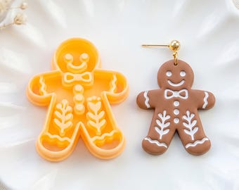 Cozy Folk Gingerbread Man Clay Cutter for Christmas Earrings