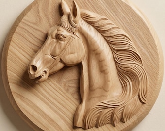 Elegant Horse Head STL File for CNC Router, Minimal Wood Art