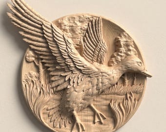 Duck Hunting Relief STL File for CNC Router Wood Carving Wall Art