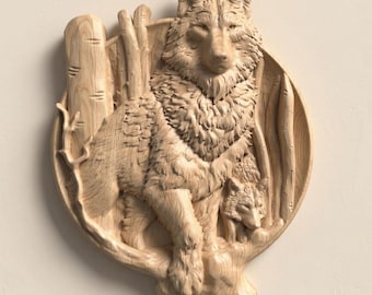 Alpha Wolf Relief STL File for CNC Router Wood Wall Art Decor