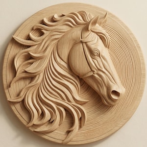Pferdekopf STL-Datei für CNC-Fräser, moderne Holzwandkunst