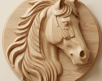 Classic Horse Head STL File for CNC Router, Elegant Wood Relief