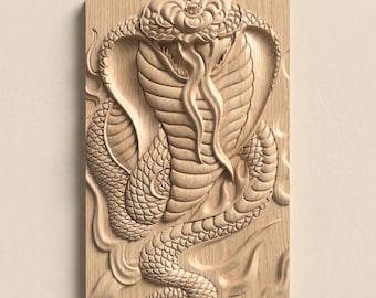 Cobra Snake Relief STL File for CNC Router Wood Carving Wall Art Digital Download