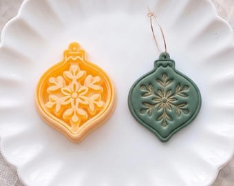 Botanical Snowflake Christmas Ornament Clay Cutter for Earrings & Pendants